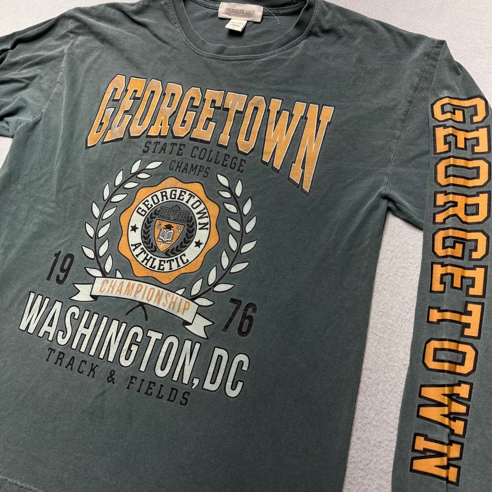 Obsessive Love Georgetown State College Graphic Long Sleeve Tee Faded‎ Green L